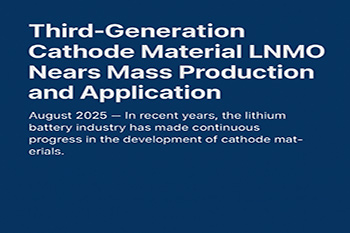 Third-Generation Cathode Material LNMO Nears Mass Production and Application